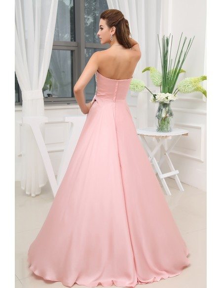 A-line Sweetheart Floor-length Chiffon Prom Dress With Beading