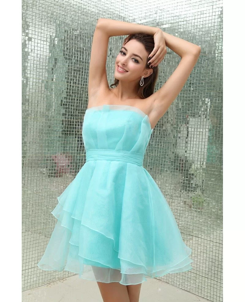A-line Strapless Short Organza Homecoming Dress #OP3376 $99 - GemGrace.com