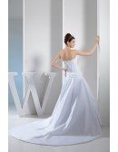 Pure White Fish Bones Corset Long Train Wedding Gown with Bow