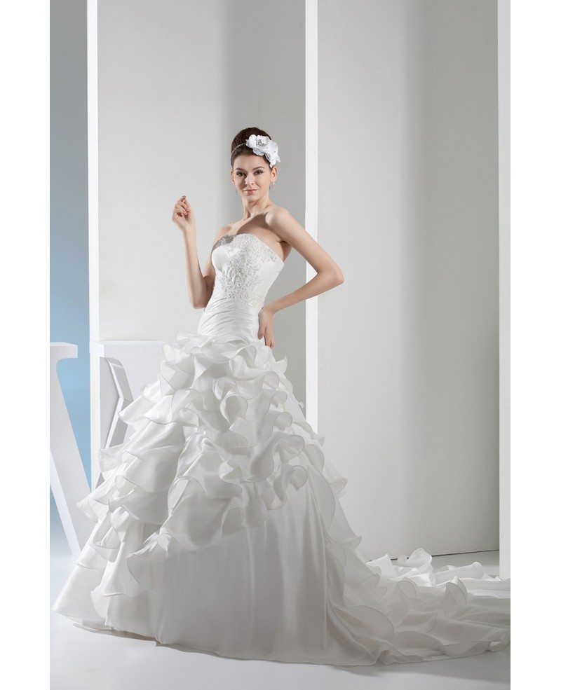 Cascading ruffles wedding on sale dress