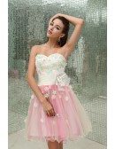 A-line Sweetheart Short Tulle Homecoming Dress With Flowers