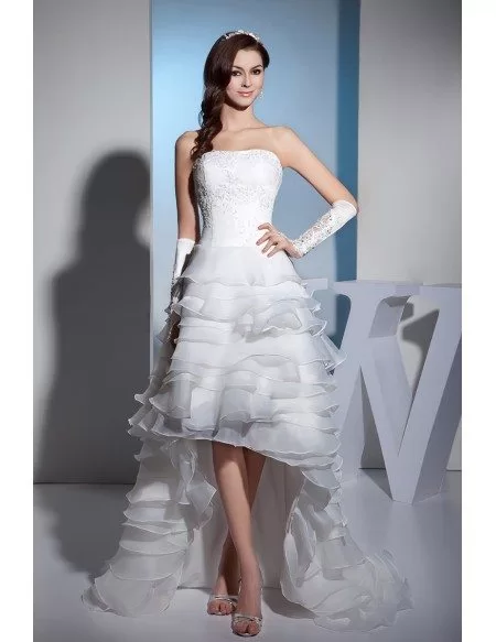 Beautiful Asymmetrical High Low Wedding Dress Strapless