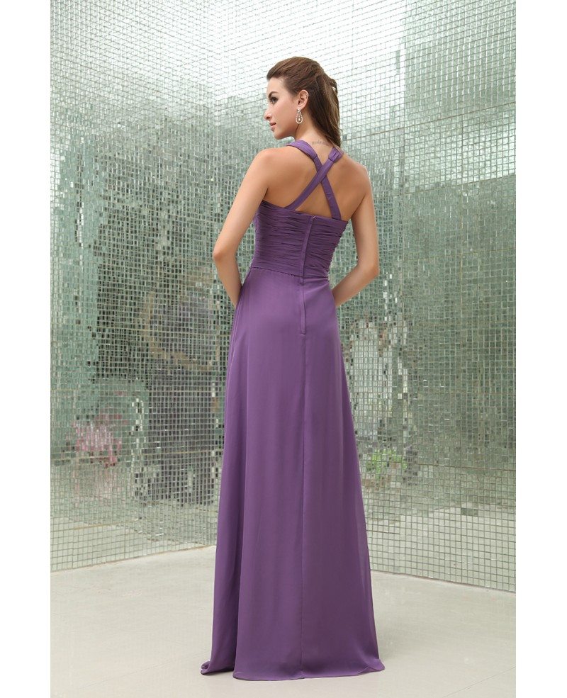A-line Halter Floor-length Chiffon Bridesmaid Dress #OP3394 $119 ...