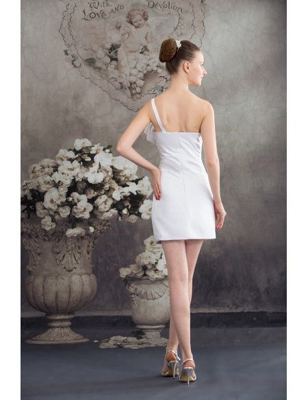 Sheath One-shoulder Satin Wedding Dress