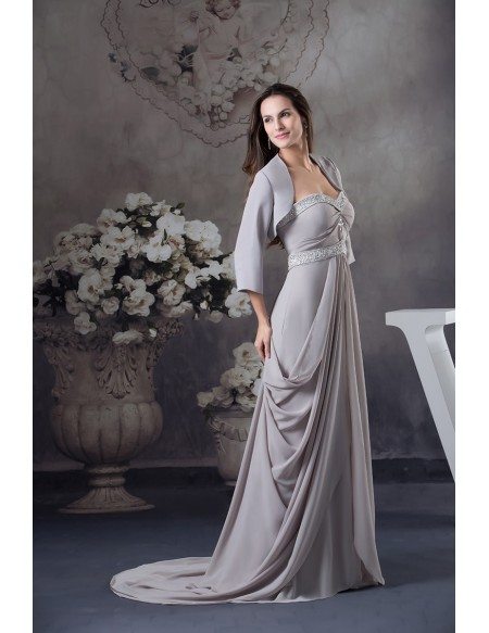 A-line Sweetheart Sweep Train Chiffon Mother of the Bride Dress