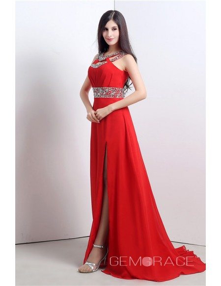 A-line Scoop Court-train Prom Dress With Beading #C18104 $151 ...