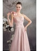 A-line One-shoulder Asymmetrical Satin Bridesmaid Dress With Flowers