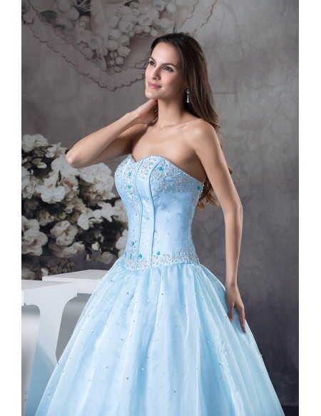 Ball-gown Sweetheart Floor-length Tulle Satin Wedding Dress With Beading