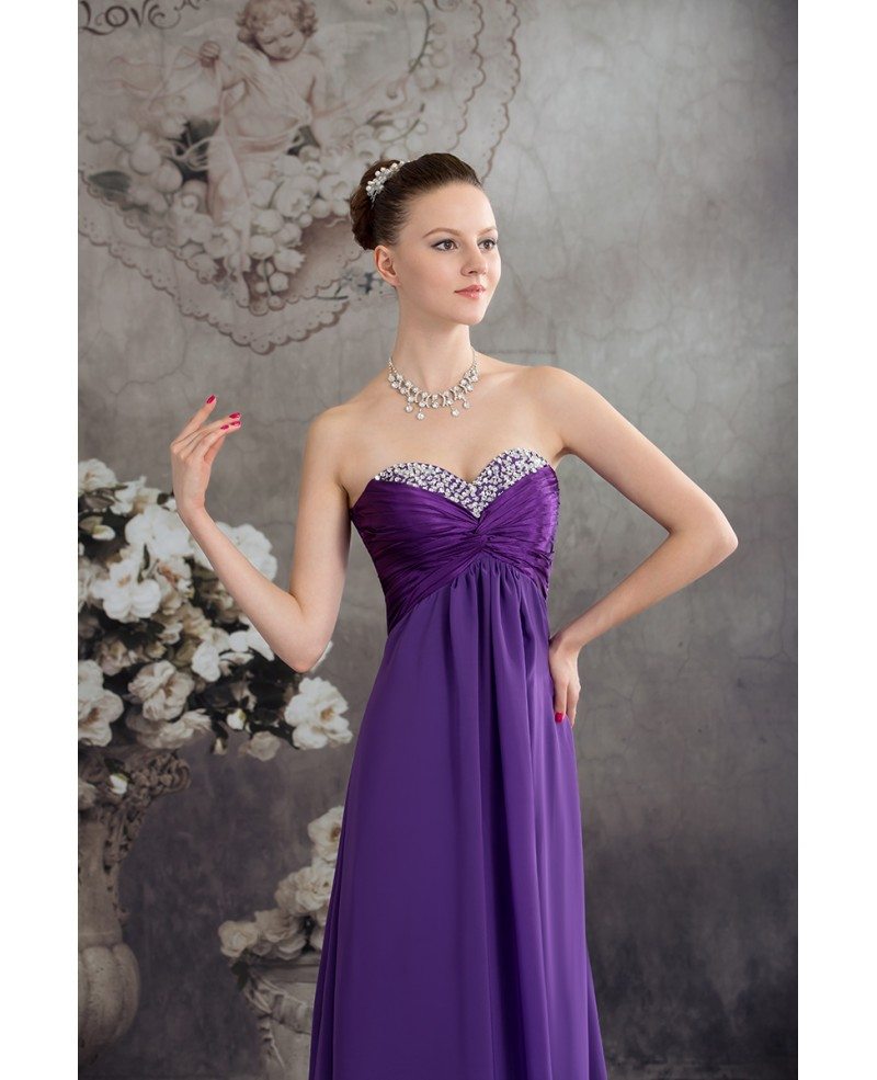 A-line Sweetheart Floor-length Chiffon Prom Dress With Beading #OP4571 ...