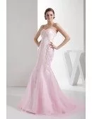 Perfect Custom Fitted Mermaid Pink Lace Wedding Dress