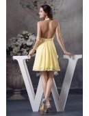 A-line Halter Short Chiffon Bridesmaid Dress