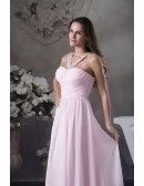 A-line Halter Floor-length Chiffon Prom Dress With Beading