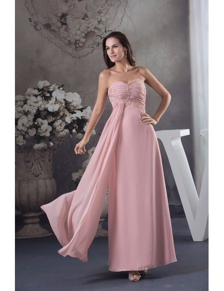 A-line Sweetheart Ankle-length Chiffon Prom Dress With Beading