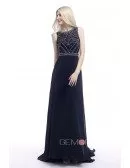A-Line Scoop Neck Chiffon Prom Dress With Beading