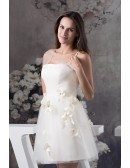 A-line Strapless Short Tulle Homecoming Dress With Flowers