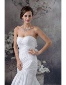 White Satin Cross Pleated Mermaid Wedding Dress