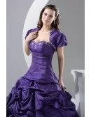 Custom Grape Purple Taffeta Ballgown Formal Dress with Jacket