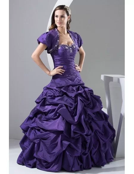 Custom Grape Purple Taffeta Ballgown Formal Dress with Jacket