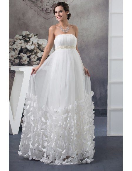 Strapless Beaded Pearls Tulle Maternity Wedding Dress With Petals Oph1402 251 Gemgrace Strapless Beaded Pearls Tulle Maternity Wedding Dress With Petals Oph1402 251 Gemgrace
