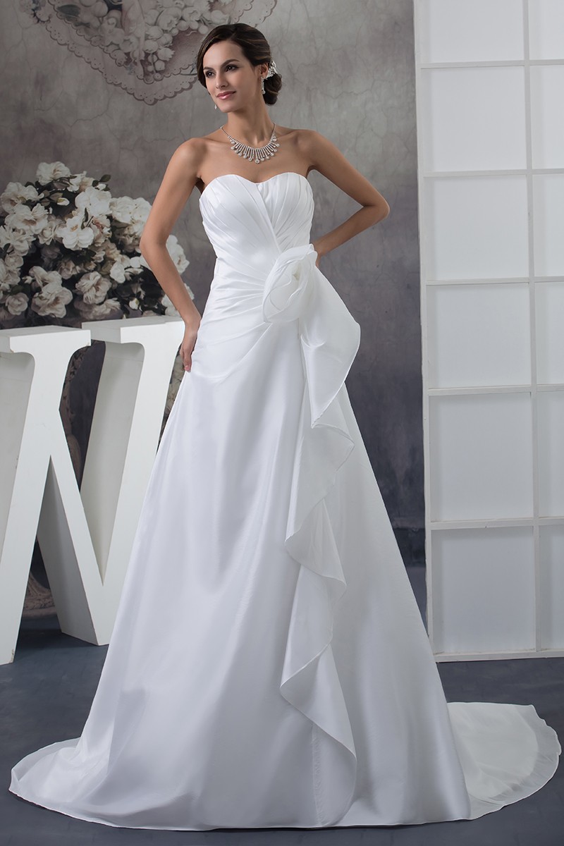 Elegant Sweetheart Aline Custom Wedding Dress with Flower #OPH1403 $173 ...