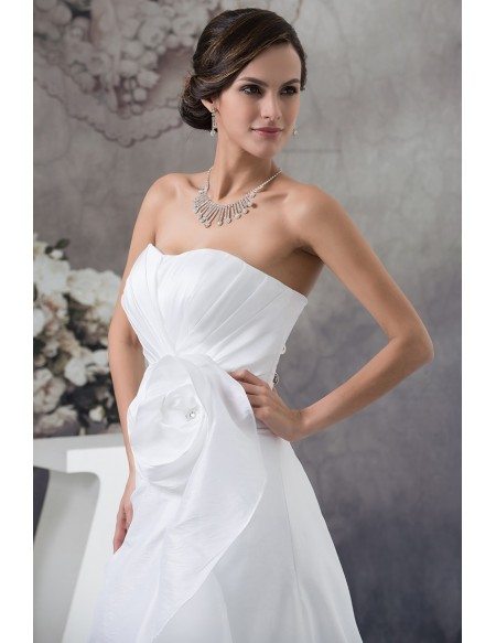 Elegant Sweetheart Aline Custom Wedding Dress with Flower