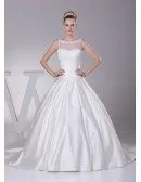 High Neck Sleeveless Ballgown Satin Wedding Dress Custom