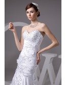Pleated Sweetheart Mermaid Sequined Floor Length Wedding Dress