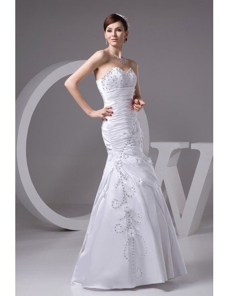 Pleated Sweetheart Mermaid Sequined Floor Length Wedding Dress