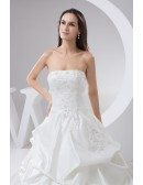 Strapless Satin and Tulle Ruffles Wedding Gown Custom