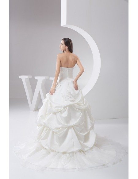 Strapless Satin and Tulle Ruffles Wedding Gown Custom