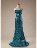 Sweetheart Sparkly Sequins Empired Mermaid Long Prom Dress