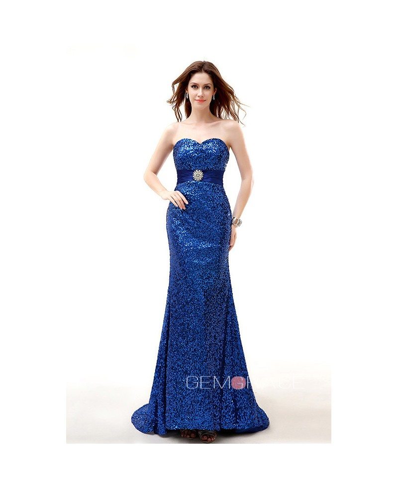 Strapless Sparkly Sequins Empired Mermaid Long Prom Dress #CY0157 $115 ...