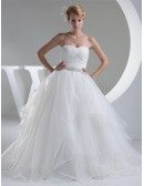 Organza Big Ballgown Wedding Dress with Crystals Bling