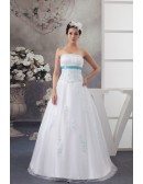 White and Blue Colored Sequins Tulle Wedding Dress with Jacket