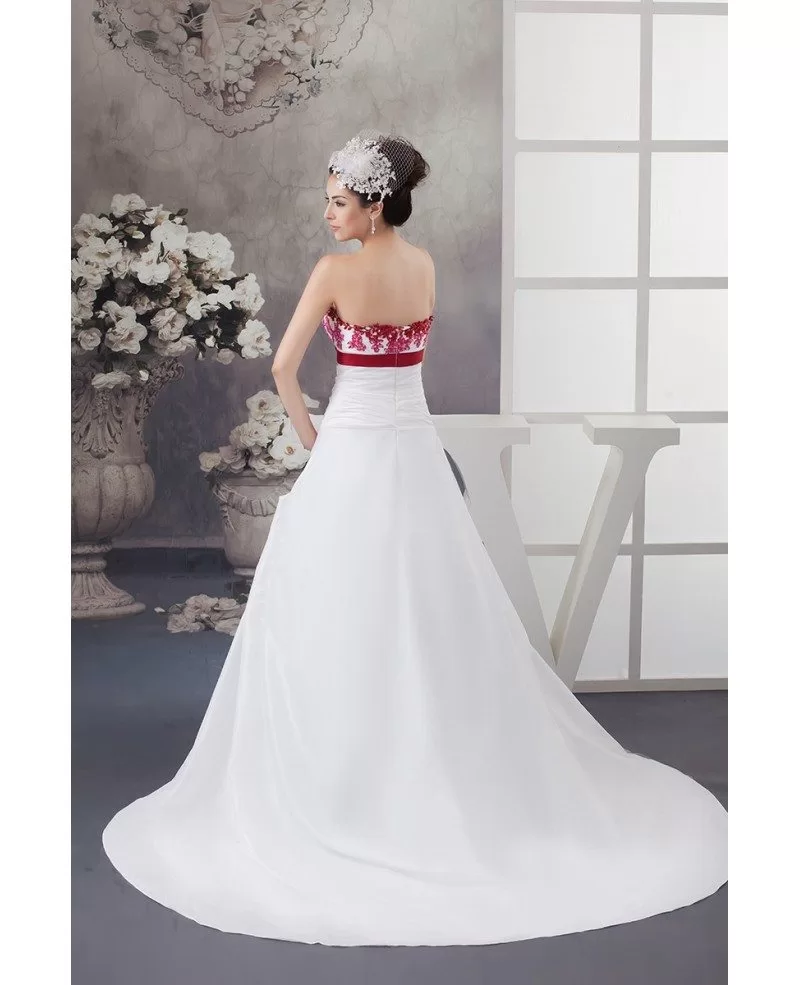 Gothic Wedding Dresses Mermaid Strapless White Red Lace Appliques Bridal  Gowns | eBay