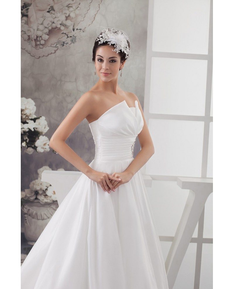 Beautiful White A Line Custom Taffeta Wedding Dress with