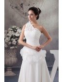 Floral One Shoulder Grecian Chiffon Beach Wedding Dress