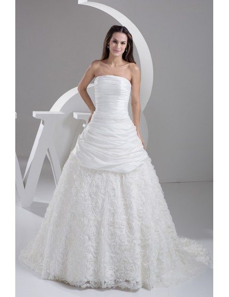 Beautiful Flowers Strapless Wedding Gown with Jacket