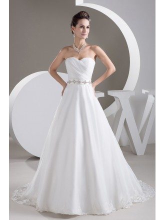Aline Lace Trim Sweetheart Wedding Dress with Beaded Crystals