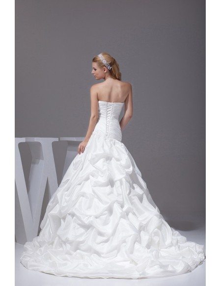 Taffeta White Train Length Pickups Wedding Dress