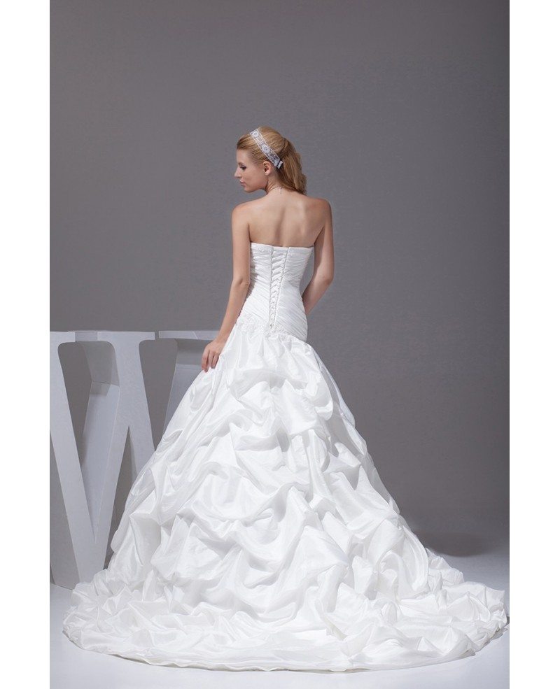 Taffeta White Train Length Pickups Wedding Dress #OPH1006 $329.9 ...