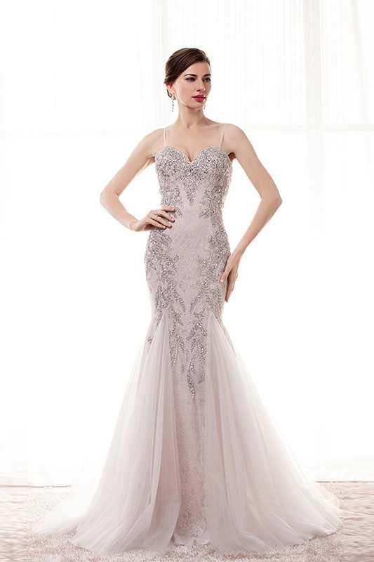 Mermaid Lace Sweetheart Pleated Prom Dress With Sweep Train Plum
