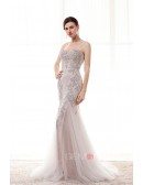 Mermaid Sweetheart Sweep Train Lace Prom Dress With Beading