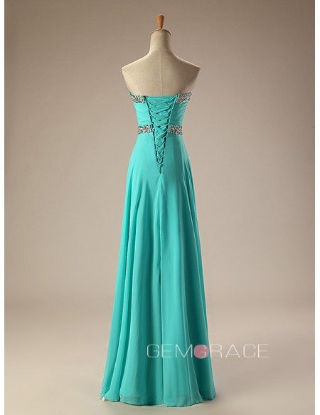 Sequined Sweetheart Strapless Long Chiffon Prom Dress