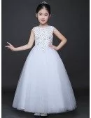 Long Shining Beaded Embroidery Ballroom Tulle Pageant Dress