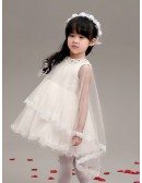 Fairy Short A Line Flower Girl Dress with Lace Veil