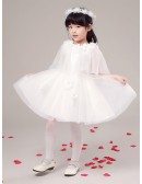Short Tulle Floral Pageant Dress with Cover