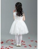 Short Simple Tulle Lace Flower Girl Dress