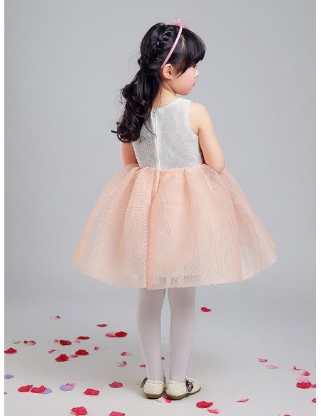 Special Gauze Pink and Grey Pageant Dress with Floral