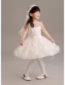 Fairy Tulle Short Floral Pageant Dress with Embroidered Bodice